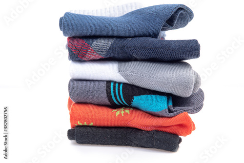 Pack of mens cotton socks isolated on white background.