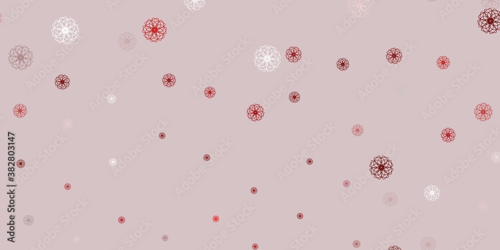 Light red vector doodle background with flowers. Light red vector doodle background with flowers.