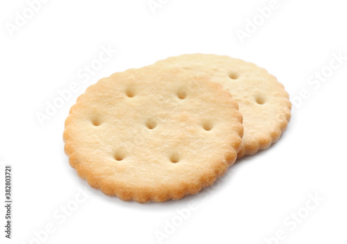 Crispy crackers isolated on white. Delicious snack