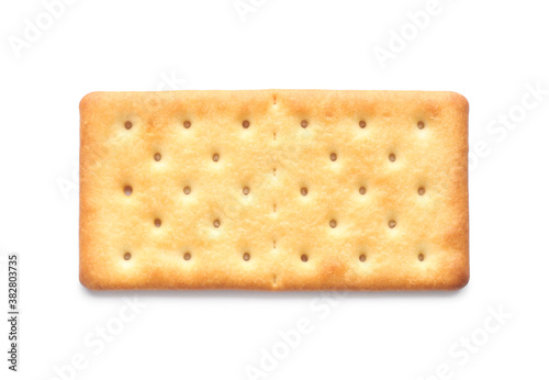 Fotografie Delicious crispy cracker isolated on white, top view