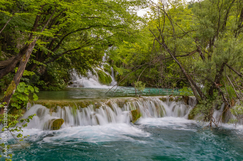 The beautiful lakes and waterfalls in Plitvice Lakes National Park  Croatia.
