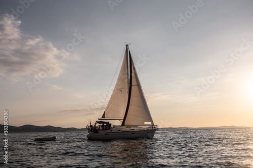 A vintage sailboat at the coast of Zadar  in Croatia.