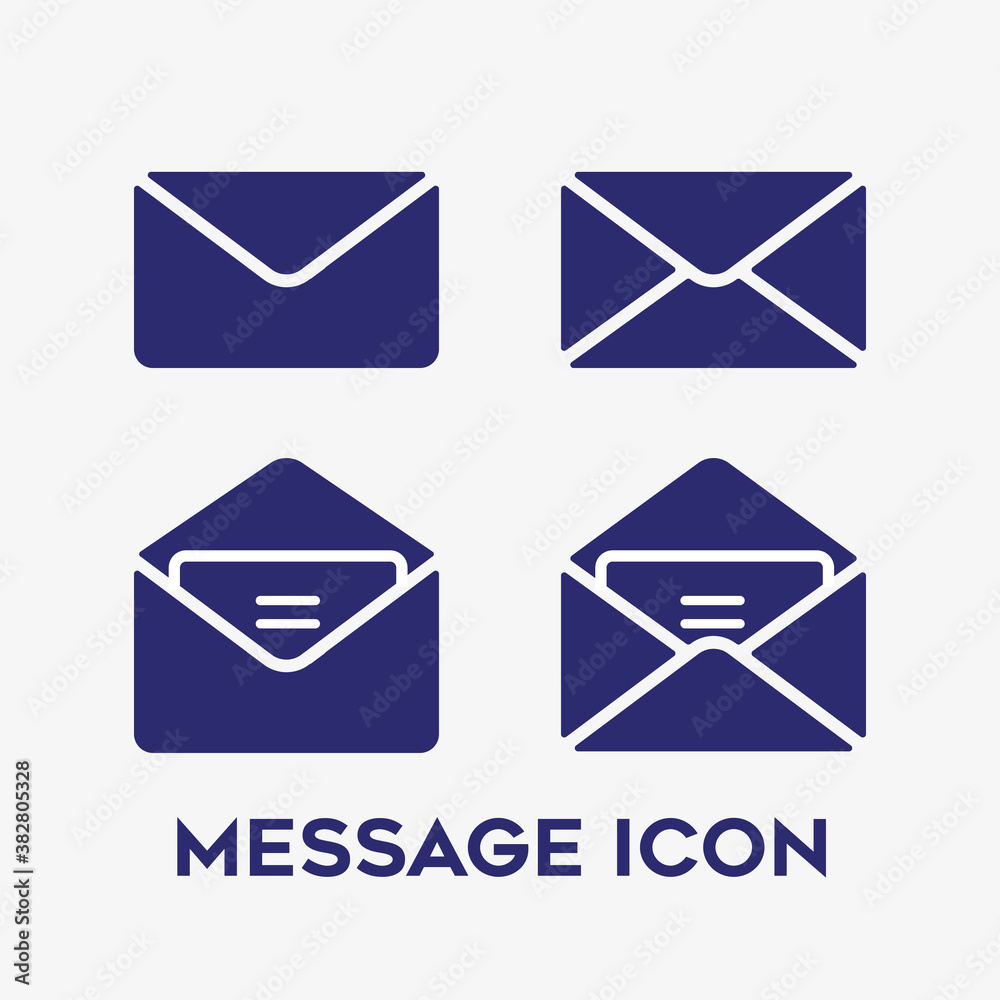 Message open and closed envelope icon set on white background. Message open and closed envelope icon set on white background.