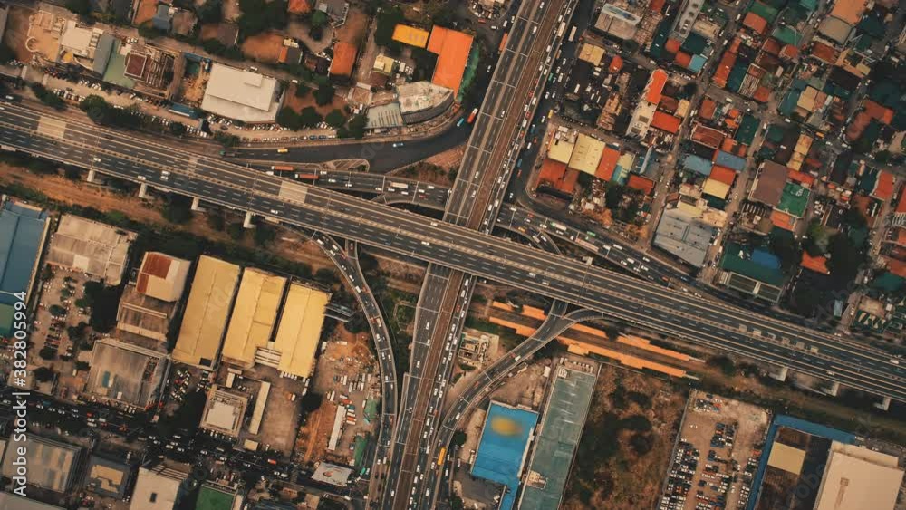 Top down of traffic roads at Manila town cityscape aerial view. Amazing ...