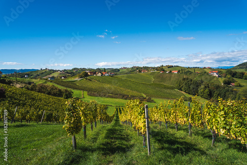 View from famous south styrian wine street. Ratsch, Austria tourism.