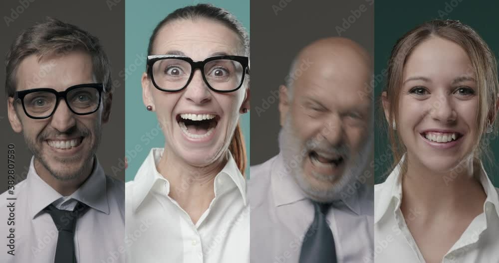 Cheerful business people celebrating their success Cheerful business people celebrating their success