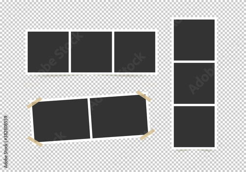 Set of photo Frames. Template for your photos isolated on transparent background. Vector illustration.
