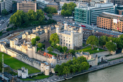 An elevated view of The Tower Of London, London, England