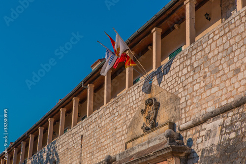 Sunset view of the architectures in old town Kotor, Montenegro.