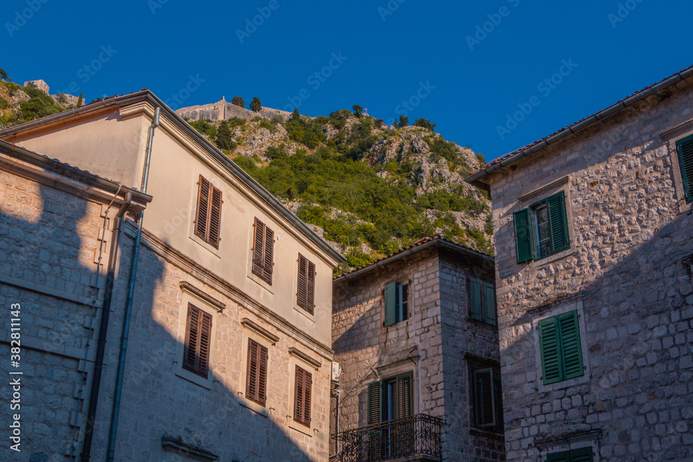 Sunset view of the architectures in old town Kotor, Montenegro. Sunset view of the architectures in old town Kotor, Montenegro.