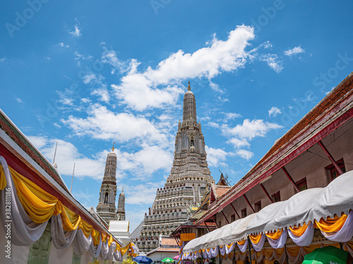 Wat Arun, locally known as Wat Chaeng, is a landmark temple on the west (Thonburi) bank of the Chao Phraya river photo