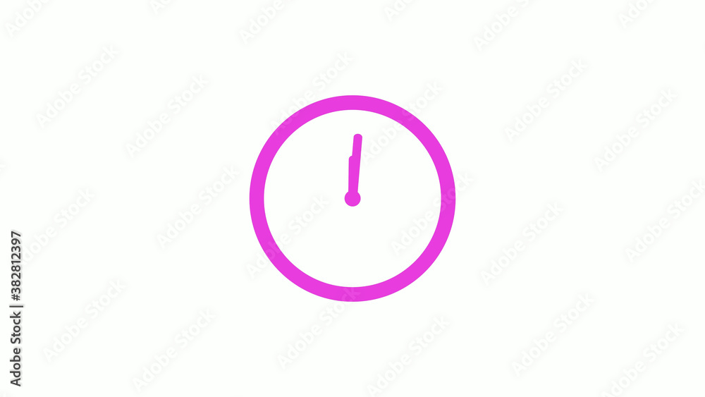 Pink color circle 12 hours clock icon on white background,clock icon Pink color circle 12 hours clock icon on white background,clock icon