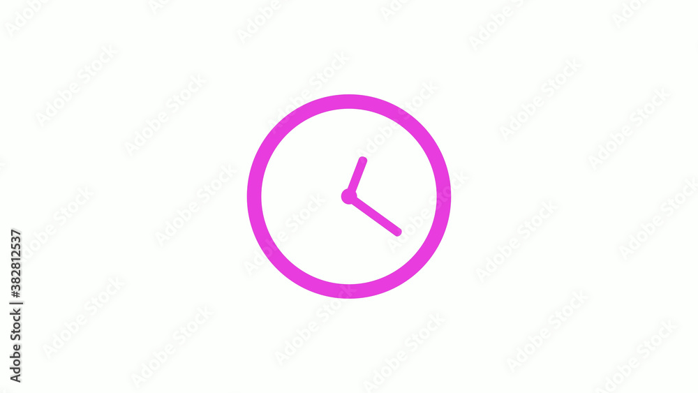 Pink color circle 12 hours clock icon on white background,clock icon Pink color circle 12 hours clock icon on white background,clock icon