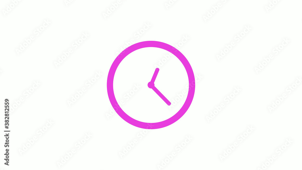 Pink color circle 12 hours clock icon on white background,clock icon Pink color circle 12 hours clock icon on white background,clock icon