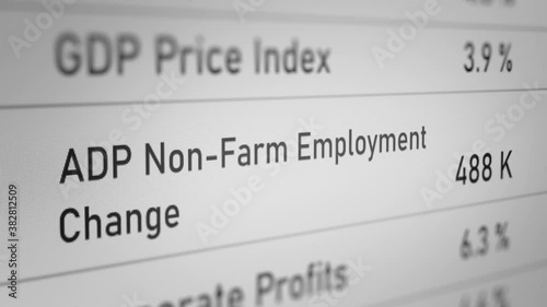 Animated Number of  Non-Farm Employment Change (Economic Calendar). All data on the Footage are Fictional, Created Especially for This Concept
 photo