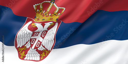 National Fabric Wave Closeup Flag of Serbia