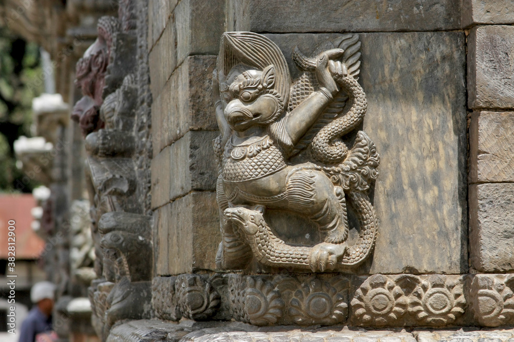 Close-up sculpture of the votive shrines the linga, the Pandra 