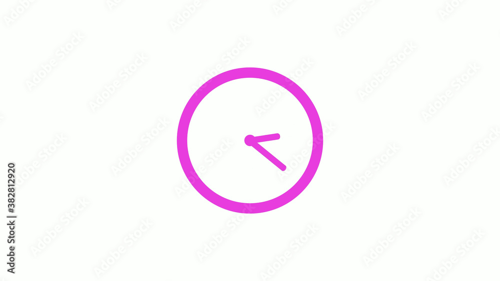 New pink color circle 12 hours clock icon on white background, Pink clock icon without trick New pink color circle 12 hours clock icon on white background, Pink clock icon without trick