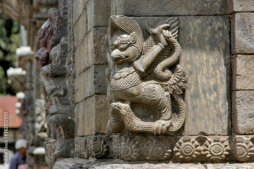 Close-up sculpture of the votive shrines the linga, the Pandra 