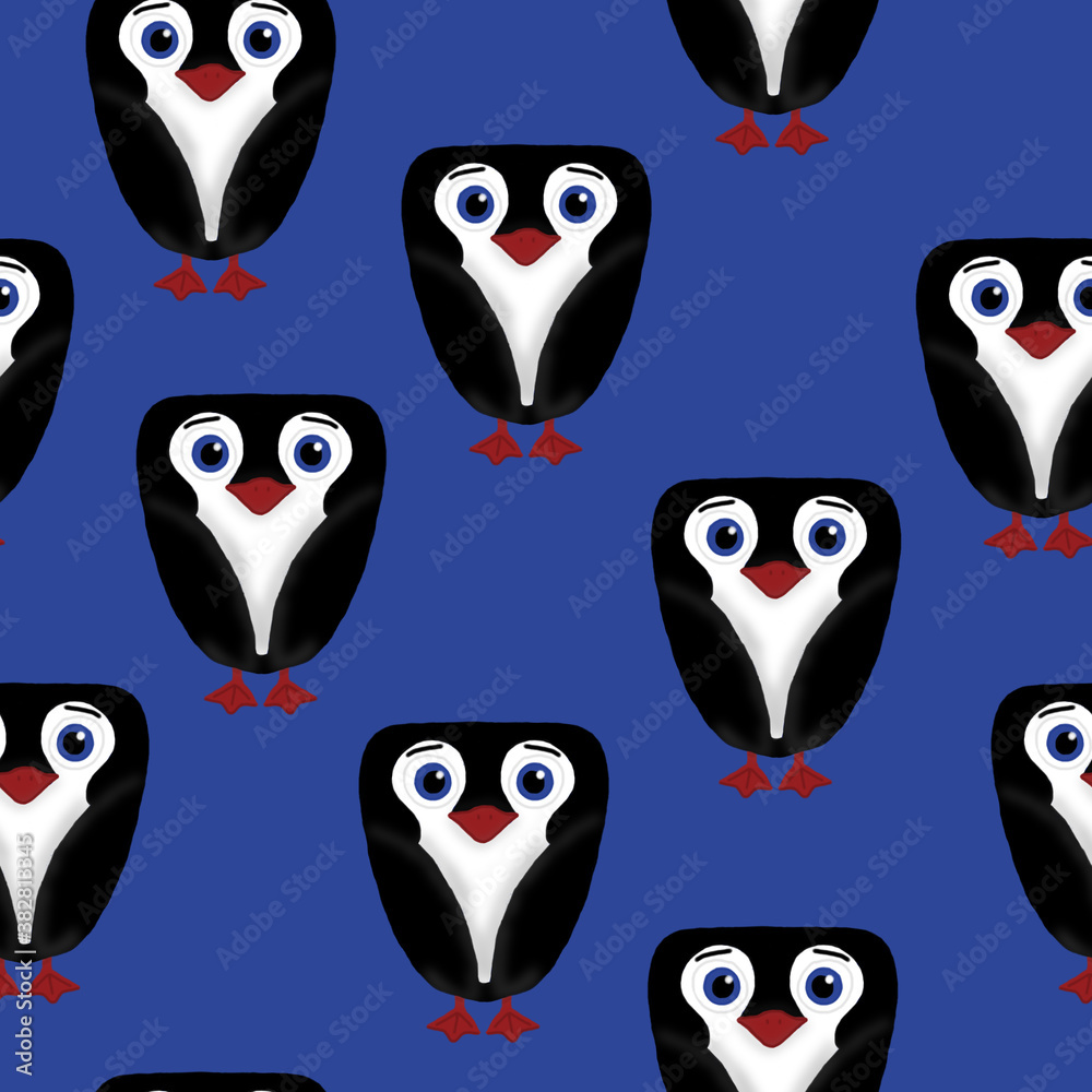 seamless pattern with cute penguins on a blue background seamless pattern with cute penguins on a blue background