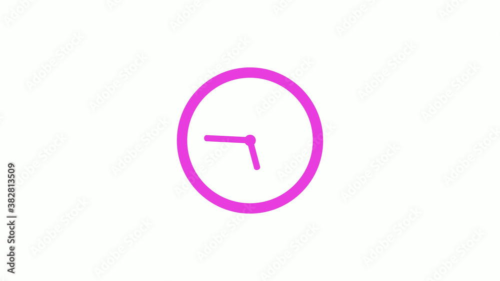 New pink color circle 12 hours clock icon on white background, Pink clock icon without trick New pink color circle 12 hours clock icon on white background, Pink clock icon without trick