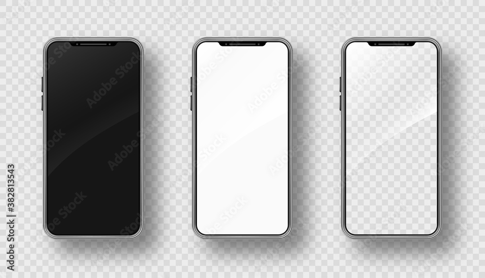 Realistic smartphone mockup set. Cellphone frame with blank display. Isolated vector illustration Realistic smartphone mockup set. Cellphone frame with blank display. Isolated vector illustration