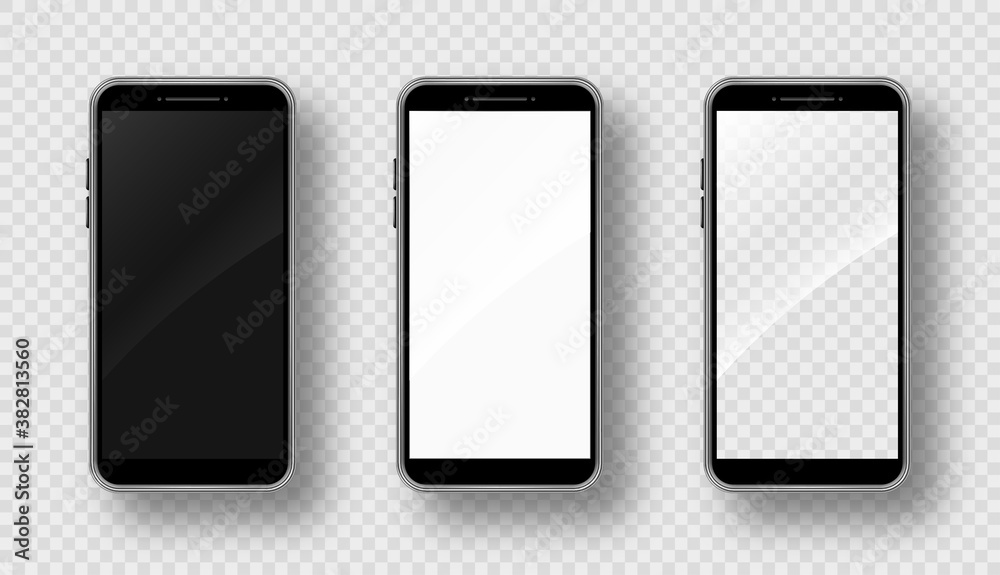 Realistic smartphone mockup set. Cellphone frame with blank display. Isolated vector illustration Realistic smartphone mockup set. Cellphone frame with blank display. Isolated vector illustration