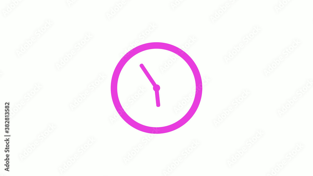 New pink color circle 12 hours clock icon on white background, Pink clock icon without trick New pink color circle 12 hours clock icon on white background, Pink clock icon without trick