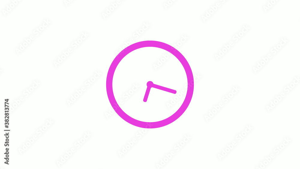 New pink color circle 12 hours clock icon on white background, Pink clock icon without trick New pink color circle 12 hours clock icon on white background, Pink clock icon without trick