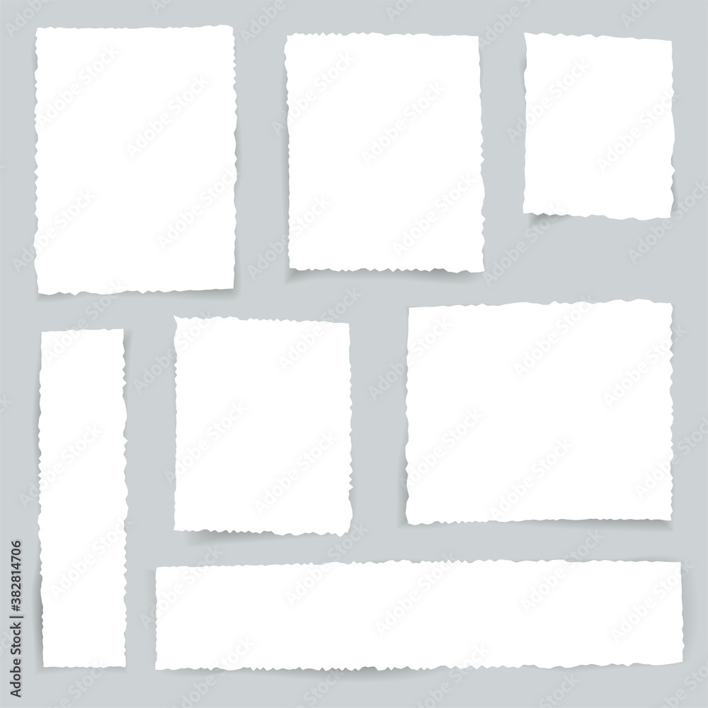 Torn edges paper set. Vector illustration.