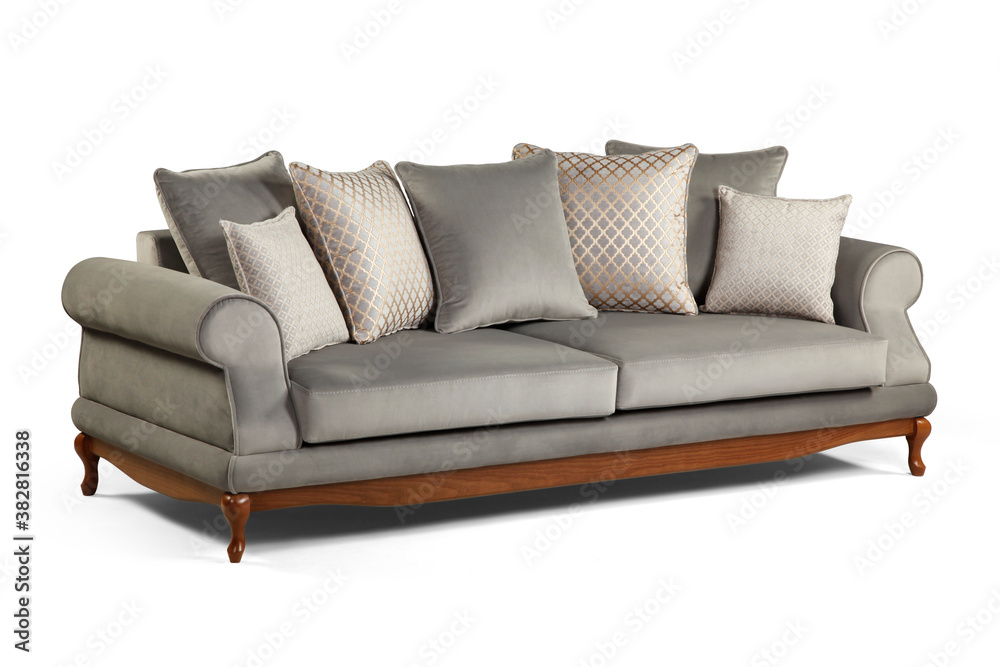 Fototapeta premium Modern comfortable furniture on white background . corner view