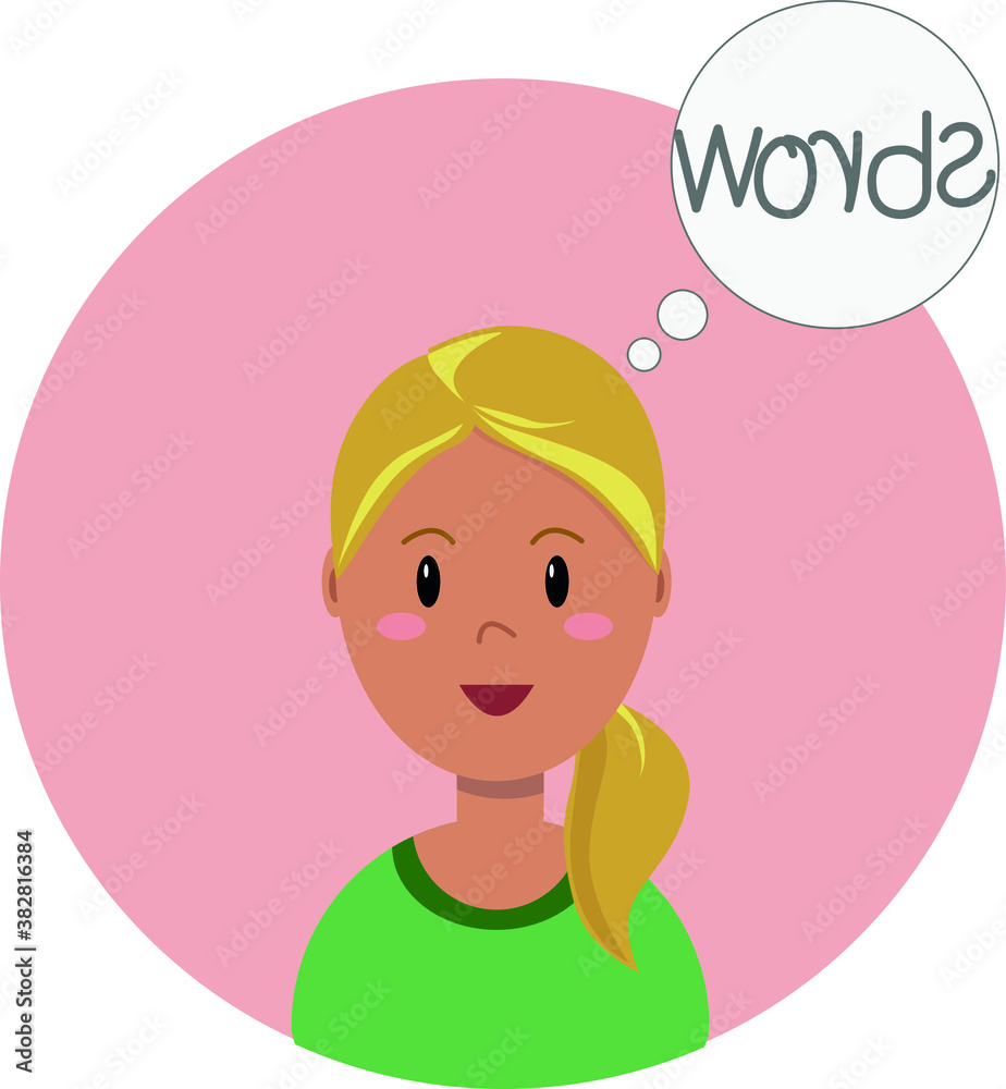 Vector illustration about dyslexia. Difficulty reading and writing Vector illustration about dyslexia. Difficulty reading and writing