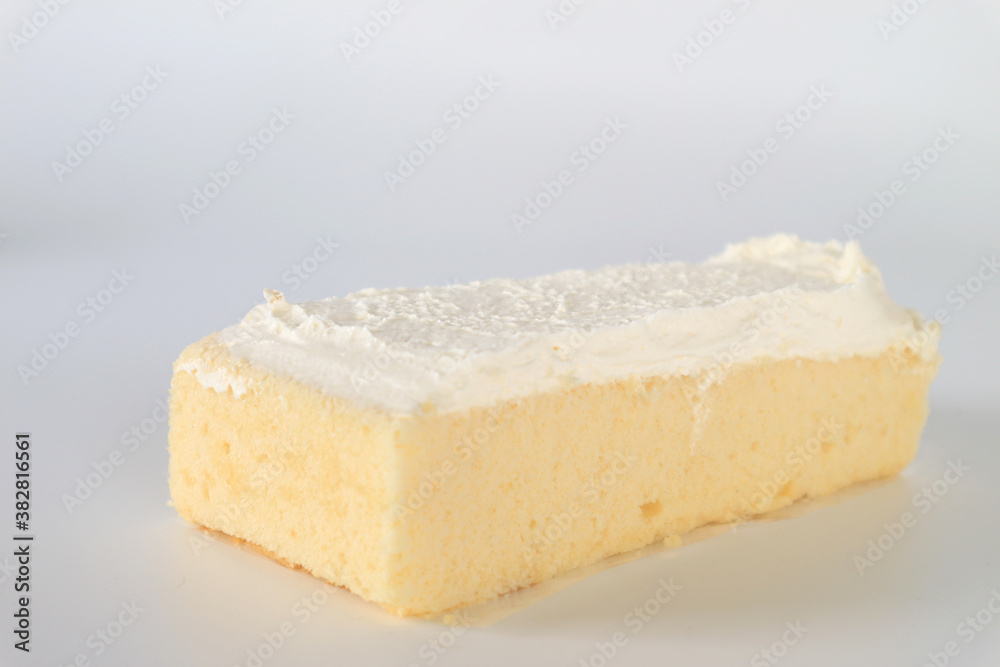 Milk Cake Saffron on white background.