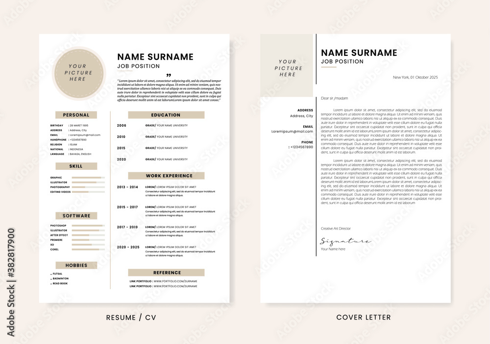 Minimalis CV, resume and cover letter design template . Super clean and clear professional modern design. stylish minimalis elements and icons - vector template