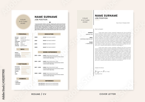 Minimalis CV, resume and cover letter design template . Super clean and clear professional modern design. stylish minimalis elements and icons - vector template