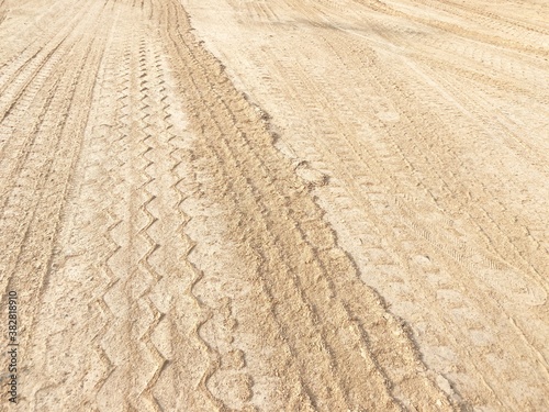 dry wheel track on dirt soil texture