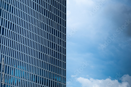 modern glass building and blue sky