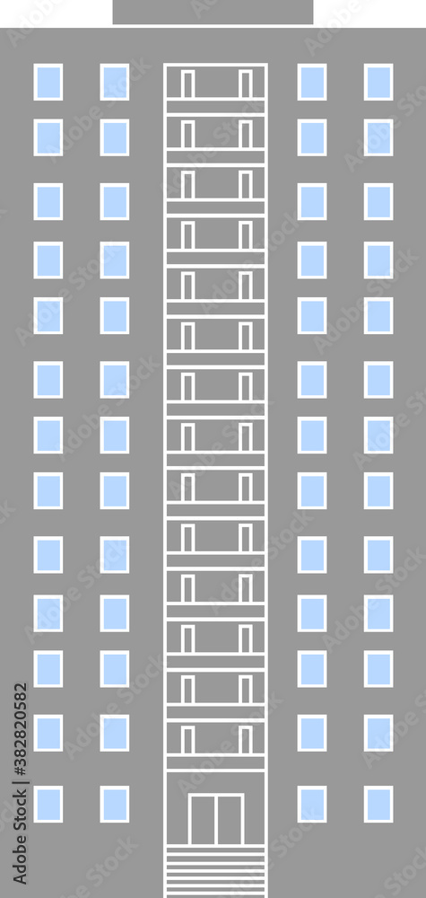 Multi-apartment multi-storey residential building isolated on white background Multi-apartment multi-storey residential building isolated on white background