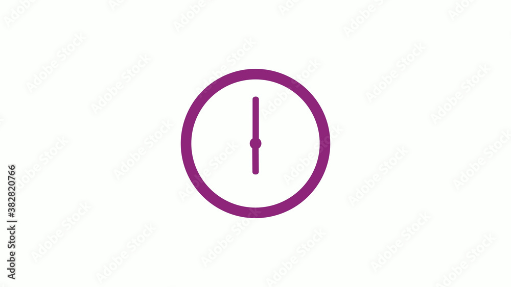 New pink dark circle 12 hours clock isolated without trick,clock icon