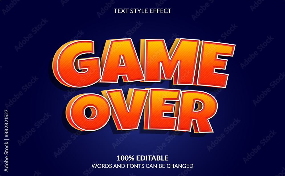 Editable Text Effect, Game Over, Video Game Text Style