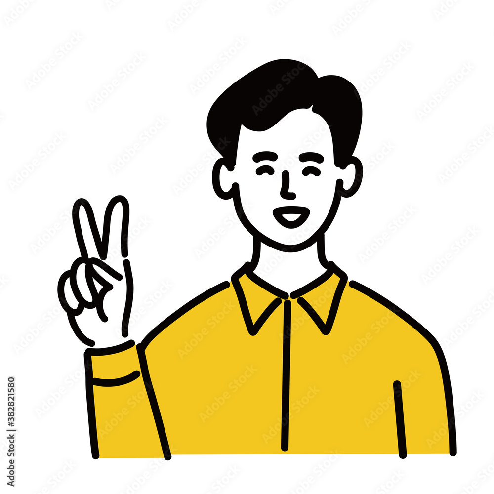 男性　若い　ベクター ポップ　ピース　2
