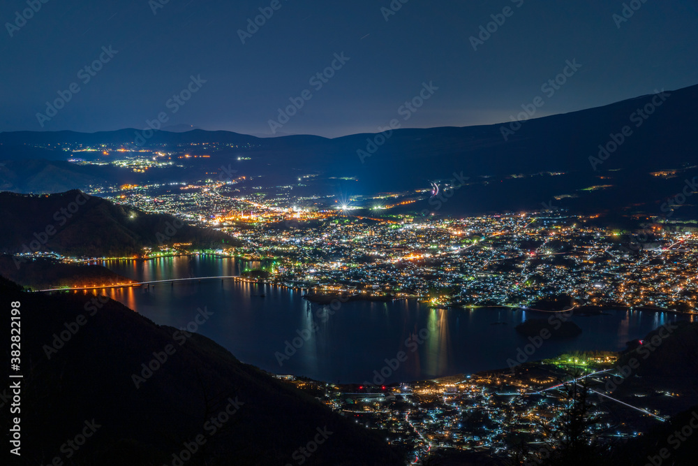 Fuji with night view of the city
