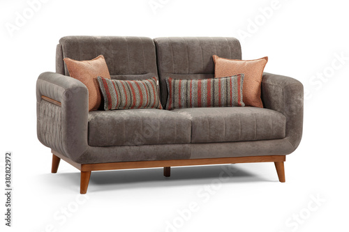 Modern comfortable furniture on white background . corner view