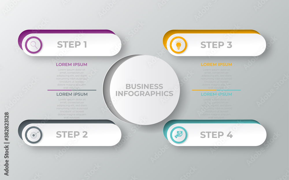 business infographic template with 4 option or step. business infographic template with 4 option or step.