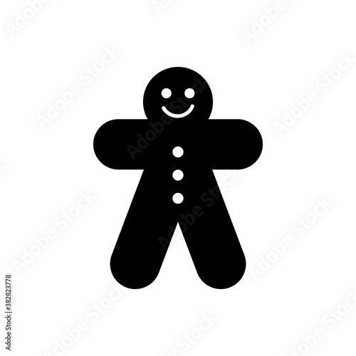 Black Gingerbread cookie man isolated on white background