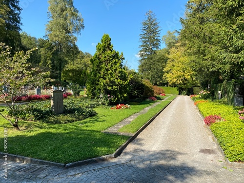 Park at the cemetery Fluntern or Graveyard / Der Friedhof Fluntern, Zürichberg (Zuerichberg) district - Zürich (Zuerich or Zurich), Switzerland / Schweiz photo