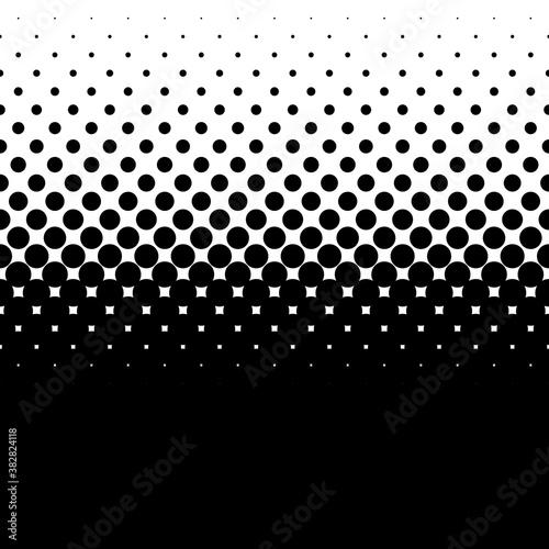 Linear, horizontal halftone vector pattern, texture. Circles, dots, screentone illustration. Freckle, stipple-stippling, speckles illustration. Pointillist vector art