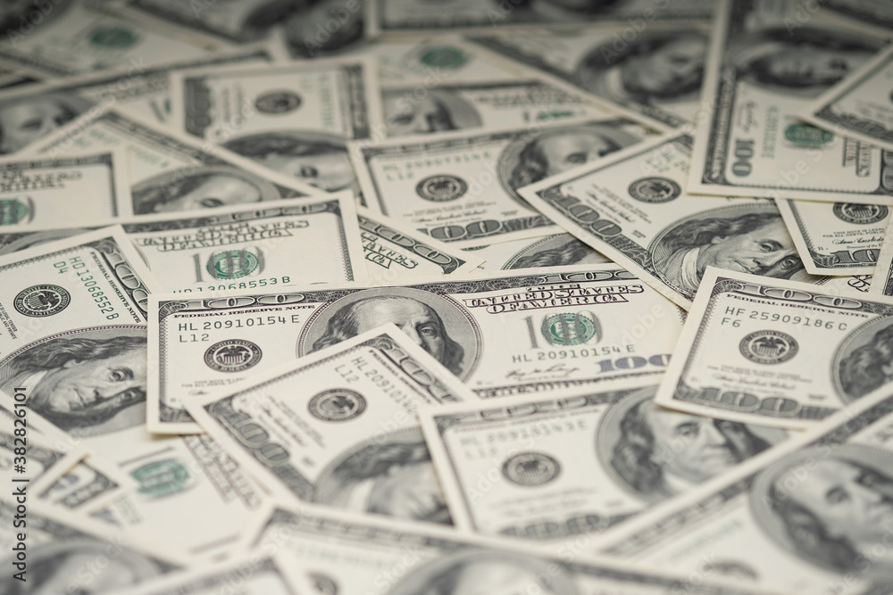 Hundred dollar bills cash background, texture Hundred dollar bills cash background, texture