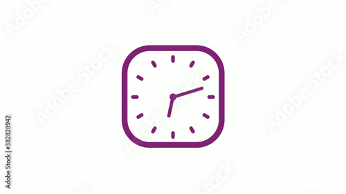 Amazing pink dark square clock isolated on white background,clock icon,12 hours clock icon © MSH