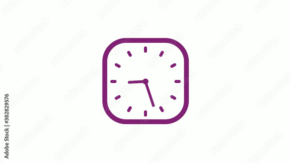 Amazing pink dark square clock isolated on white background,clock icon,12 hours clock icon Amazing pink dark square clock isolated on white background,clock icon,12 hours clock icon